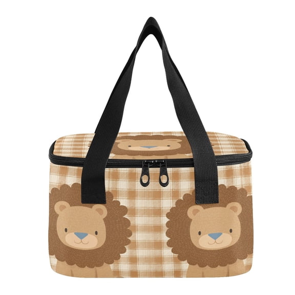 6L Insulated Lunch Bag Square Handheld Cooler Tote Cozy Warm Lion Cub Reusable Thermal Bag with Polyester & Aluminum Lining for Work Picnic Travel