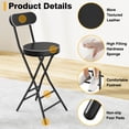 thumbnail image 5 of RTVR 36-inch Round Collapsible Folding Stool with 400 lbs Capacity, Set of 2, Padded PU Leather, Black with Back for Indoor Outdoor, 5 of 9