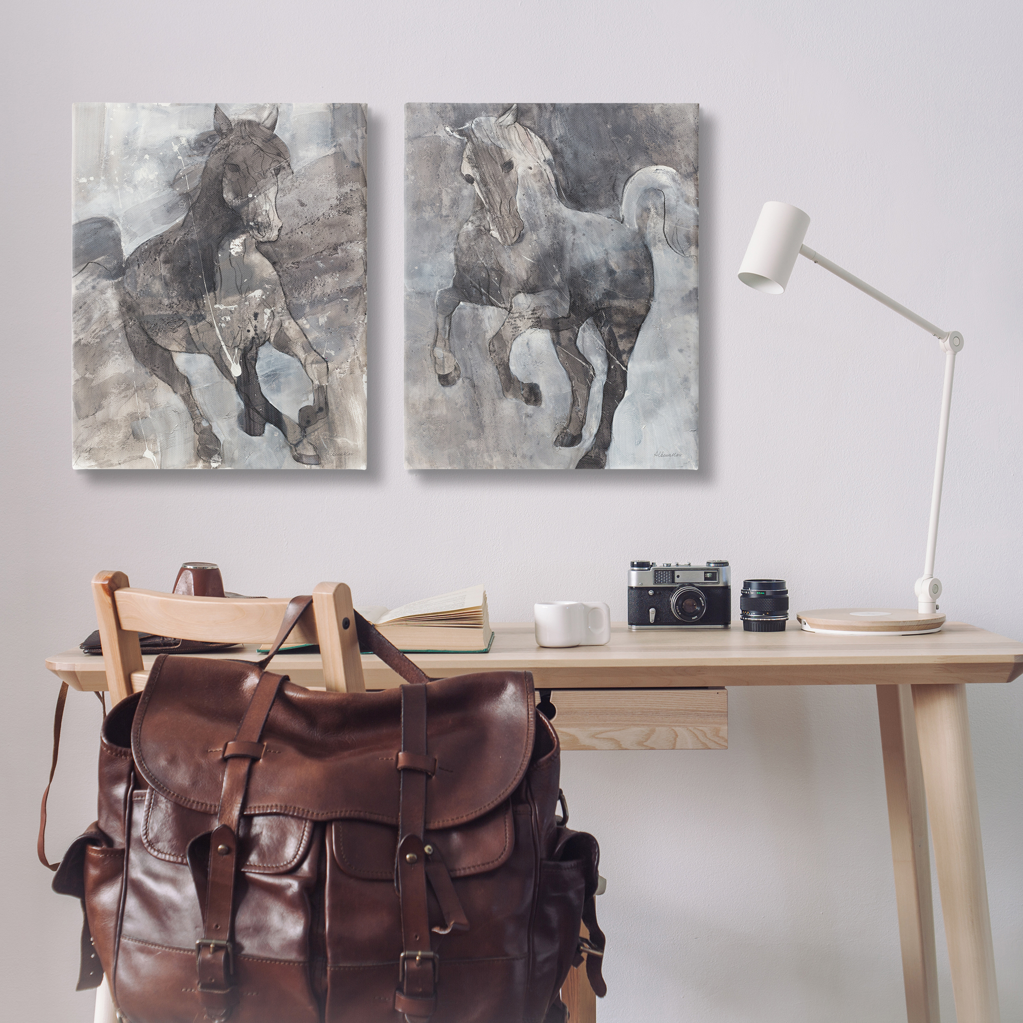 Stupell Industries Free Spirit Wind Dancer Horse Animals Painting Wrapped Canvas Art Print Wall Art, 24 x 30, Set of 2