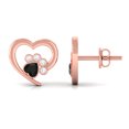 thumbnail image 2 of Rosec Jewels Black Onyx Paw Stud Earrings with Screw Back - AAA Quality - Heart Shape Black Onyx with Diamond - with Jewelry Box, 14K Rose Gold, 2 of 6