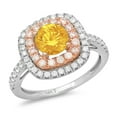 thumbnail image 4 of 1.615 ct Round Cut Natural Citrine Solitaire with Simulated Diamond Accents 14K White/Rose Gold Womens Engagement Ring, 4 of 5