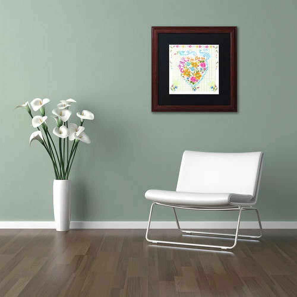 Trademark Fine Art "Love Heart" Canvas Art by Lisa Powell Braun, Black Matte, Wood Frame