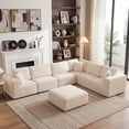 thumbnail image 2 of Eclife 7-Seat Modular Corduroy Sectional Sofa, Upholstered Accent Seating with Ergonomic Support, No Assembly, Beige, 2 of 11
