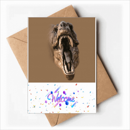 Dinosaur Tyrannosaurus Rex Opens Mouth Teeth Welcome Back Greeting Cards Envelopes Blank