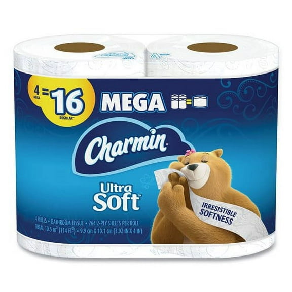 Charmin 52769PK Ultra Soft Bathroom Tissue, 2 Ply - 264 Sheets Per Roll - 4 Rolls Per Pack