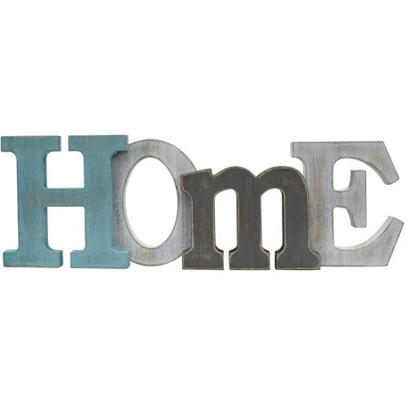 Morning View Teal Wooden Home Letters Sign Decor Free Standing Wood Home Cutout Block Letters Decorative Block Word Signs Cutout Sign Wood Home Words Vintage Wood Word Home Signs Wall Decor