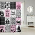thumbnail image 2 of Pink Camper Shower Curtain Bathroom 72"Wx84"L Happy Camping Shower Curtain For Travel Trailers,Rv Camper Decor Bath Curtain,Black Grey Buffalo Plaid Bathroom Accessories, 2 of 6