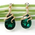 thumbnail image 1 of Pendientes colgantes con forma de serpiente y circonitas multicolores en forma de pera y cristales bañados en oro de 18 k, 1 of 1