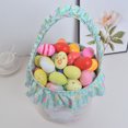 thumbnail image 4 of Garden Easter Bunny Basket Bags for Kids Green, 8.8"x9" Printed Rainbow Bunny Canvas Cotton Carrying Gift and Eggs Hunt Bag, Bucket Tote for Girls & Boys, 4 of 6