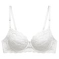 thumbnail image 7 of White Hollow‑Out Lace Bra for Women Underwire Support Scalloped Edge Breathable Push‑Up Casual Underwear, 7 of 7