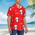 thumbnail image 6 of Panda And Love On Valentine'S Day Men's 3d Print Casual Button Down Shirts, Novelty Hawaiian Short Sleeves S, 6 of 8