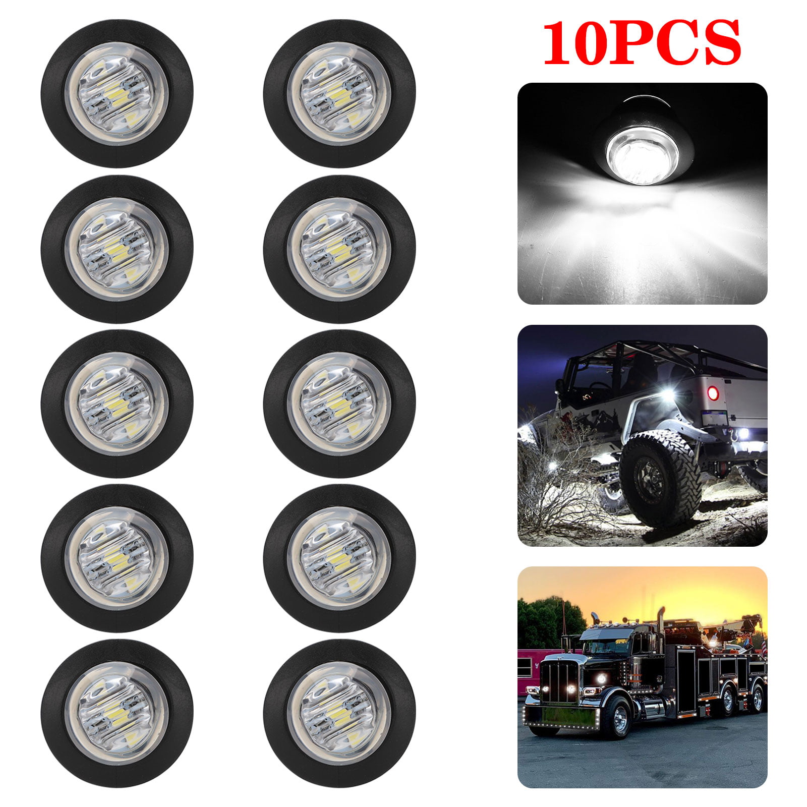 PSEQT 10 Pods LED Rock Lights Underbody Light for Ford Jeep Offroad Truck UTV ATV Boat White 