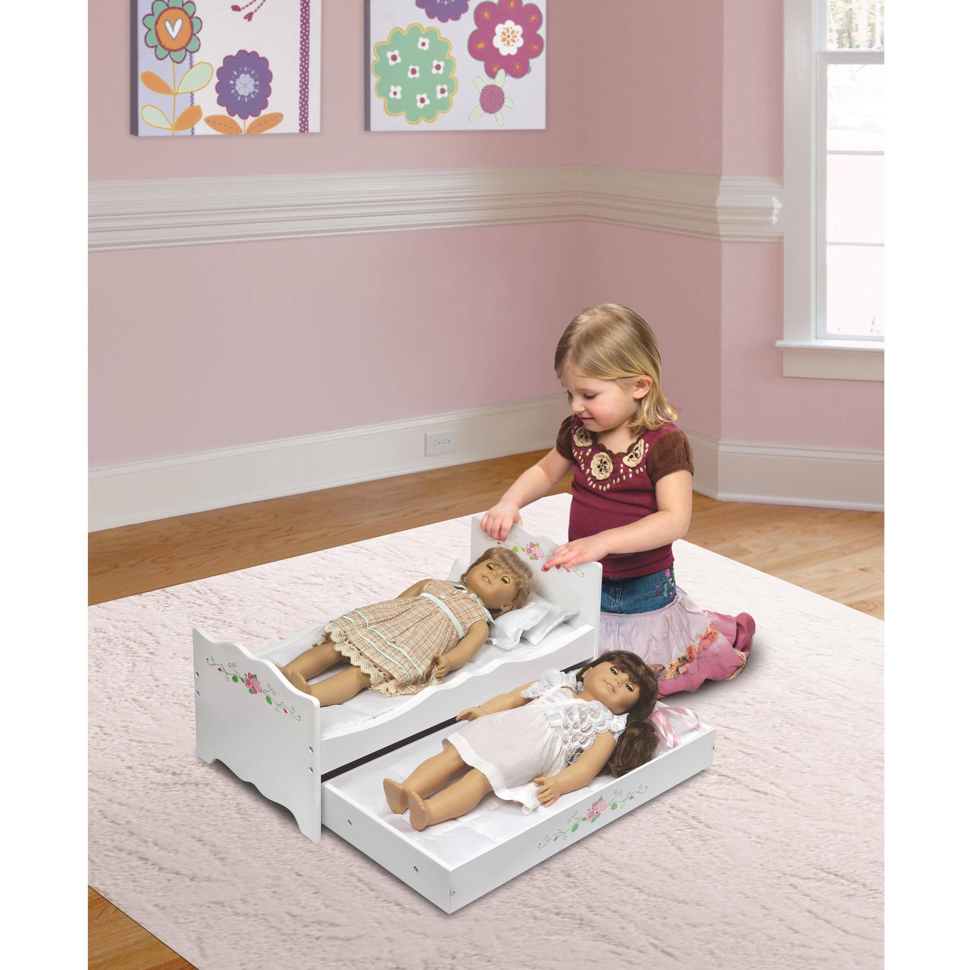 badger basket white rose doll crib