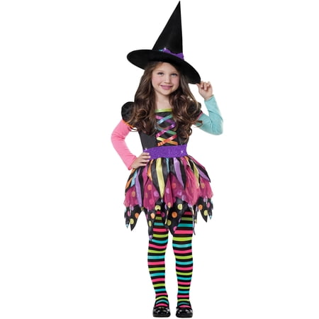 Way to Celebrate Missmatch Witch Girl's Halloween Fancy-Dress Costume for Child, Small