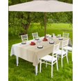 thumbnail image 4 of Outdoor Tablecloth with Umbrella Hole for Patio/Picnic/Party/Camping, Beige White Stripes Waterproof Table Cloth Rectangle Table Cover Washable, Farmhouse Modern Gradient Lines 52"x 70", 4 of 7
