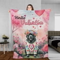 thumbnail image 3 of Hello Valentine’s Day Newfoundland Flower Crown Romantic Pink Floral Cozy Fleece Blanket Newfie Dog Lover Gifts Warm Soft Throw Blanket - 00031, 3 of 5