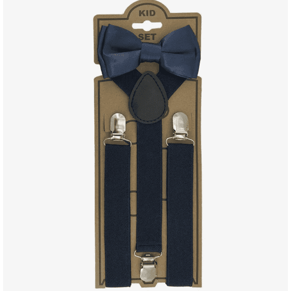 KIDS TODDLER CHILD SUSPENDERS and BOW TIE MATCHING BOXED GIFT SET Tuxedo Party