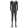 thumbnail image 4 of YONGHS Womens Glossy Spandex Full Bodysuit Costume Dance Zentai Unitard Long Sleeve Jumpsuit Black M, 4 of 6