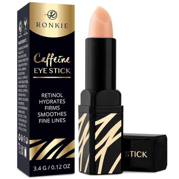 RONKIE Crema para ojos con cafeína para ojeras: Barra para ojos con cafeína - Suaviza las líneas finas e hidrata el área de los ojos