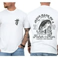 thumbnail image 2 of Men’s Christian Graphic T-Shirt, “Jesus Made Me a Fisher of Men” Double-Sided Print Faith Tee, Bible Verse Fishing Shirt, Sizes S–5XL, 2 of 7
