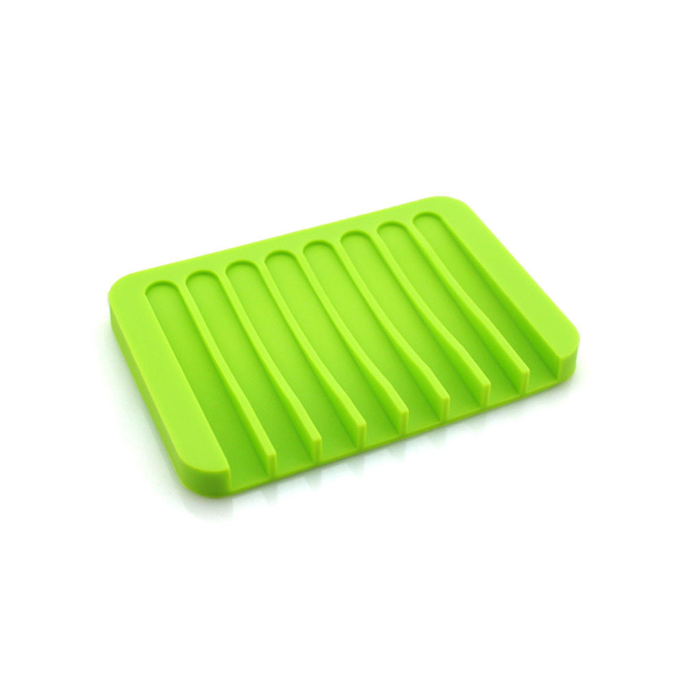 US Silicone Soap Holder Non Slip Soap Dish Box Tray Draining Rack Bathroom Showe 