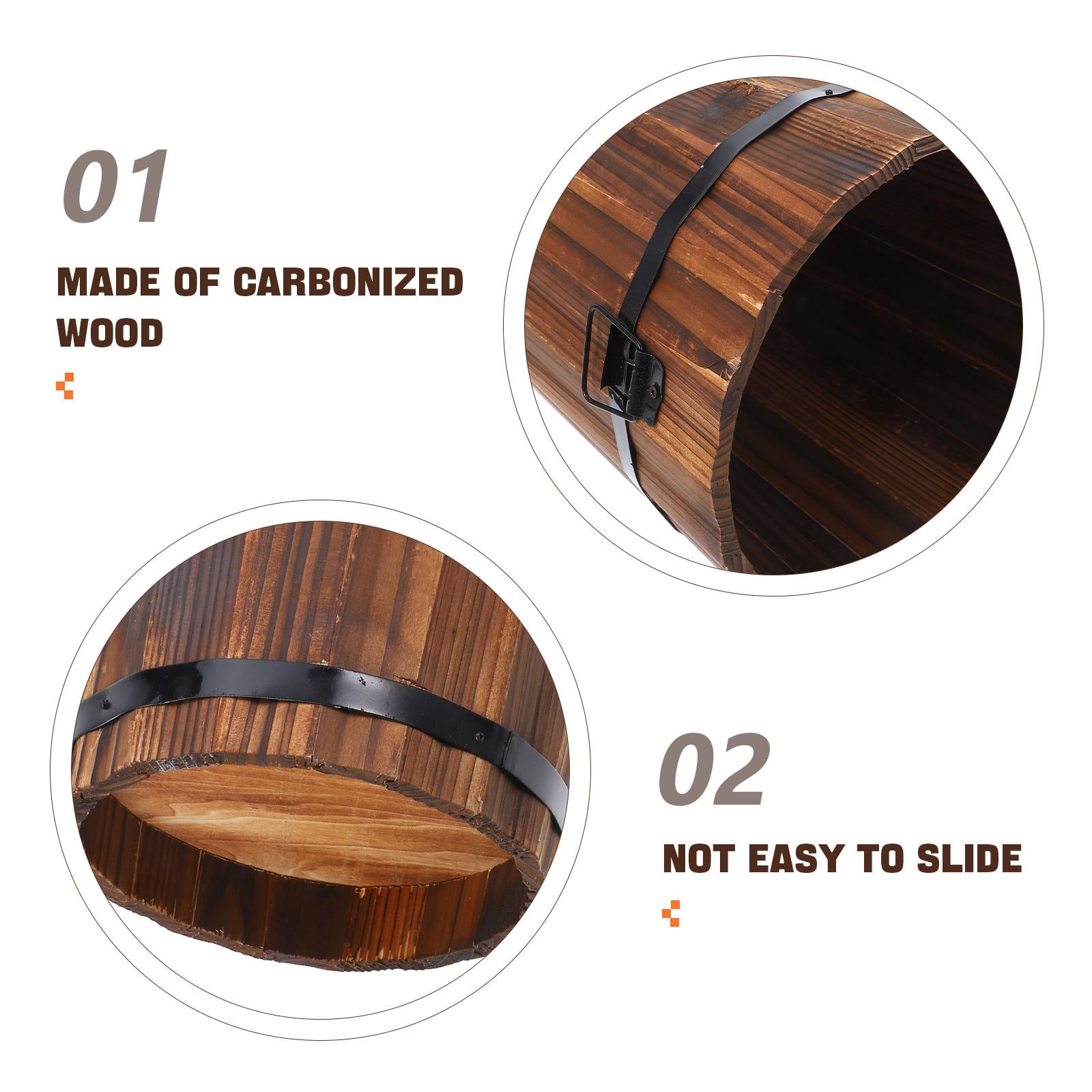 HONMEET  Rustic Style Wooden Umbrella Holder Brown Indoor Use Decorative 13.8×9.7×9.7in