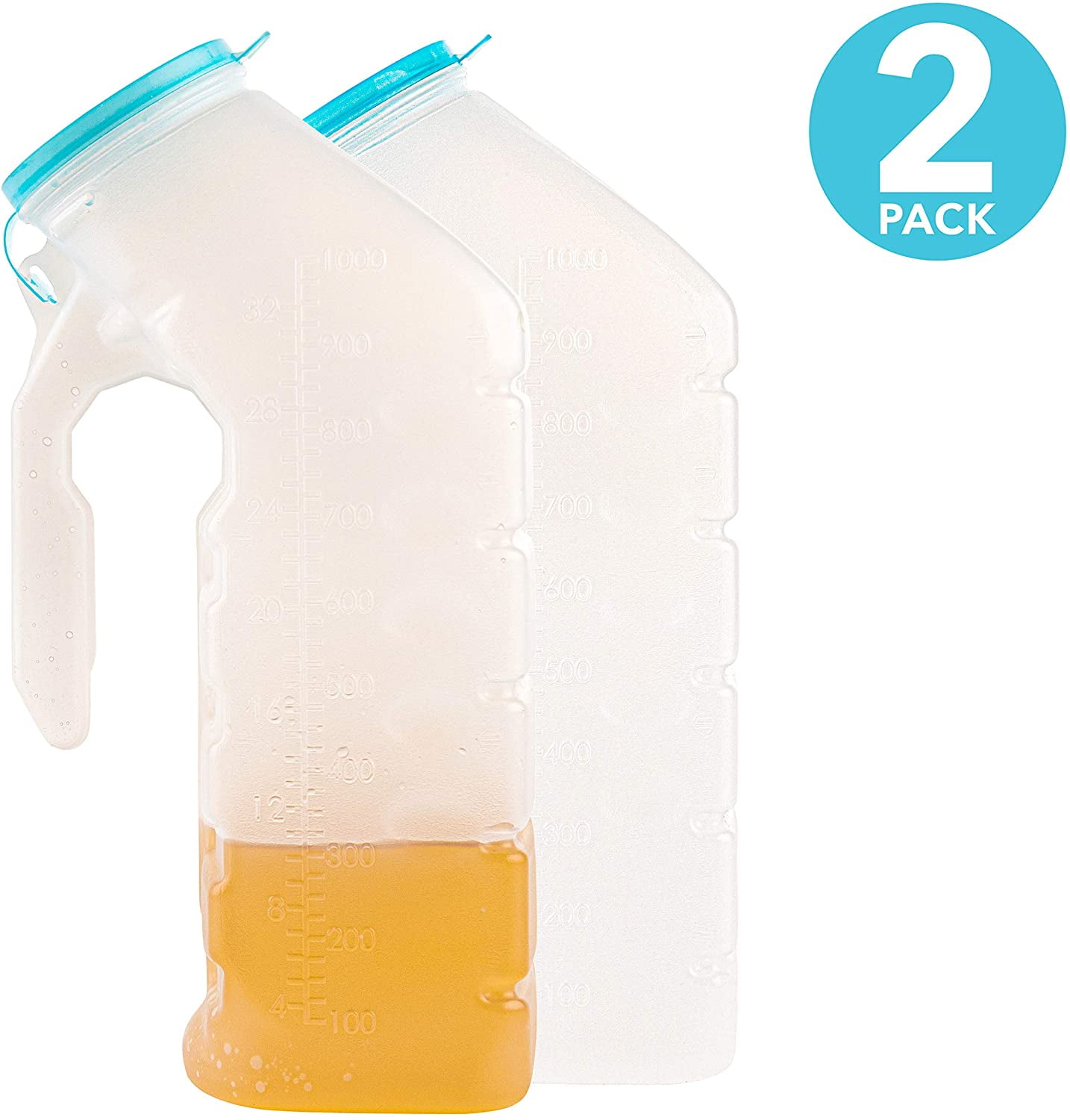 Plastic Male Urinal (2 Pack) with Glow in The Dark Lid, 32oz, by Stock