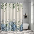thumbnail image 6 of Bathroom Shower Curtain Blue Hydrangea Flower Green Eucalyptus Leaves Waterproof Shower Curtains with Hooks, Retro Linen Bath Curtains Bathtub Curtain Home Decor 36x72in, 6 of 9