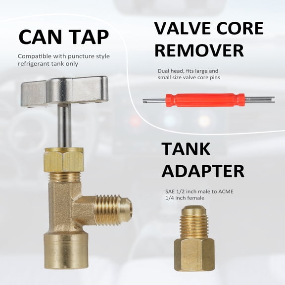 Hose Connector,Remover Adapter Valve Core Adapter Puncture Style R134a Kit With R134a Adapter Set Adapter Set With Can Tap R134a Quick Coupler R134a Adapter Style R134a Can
