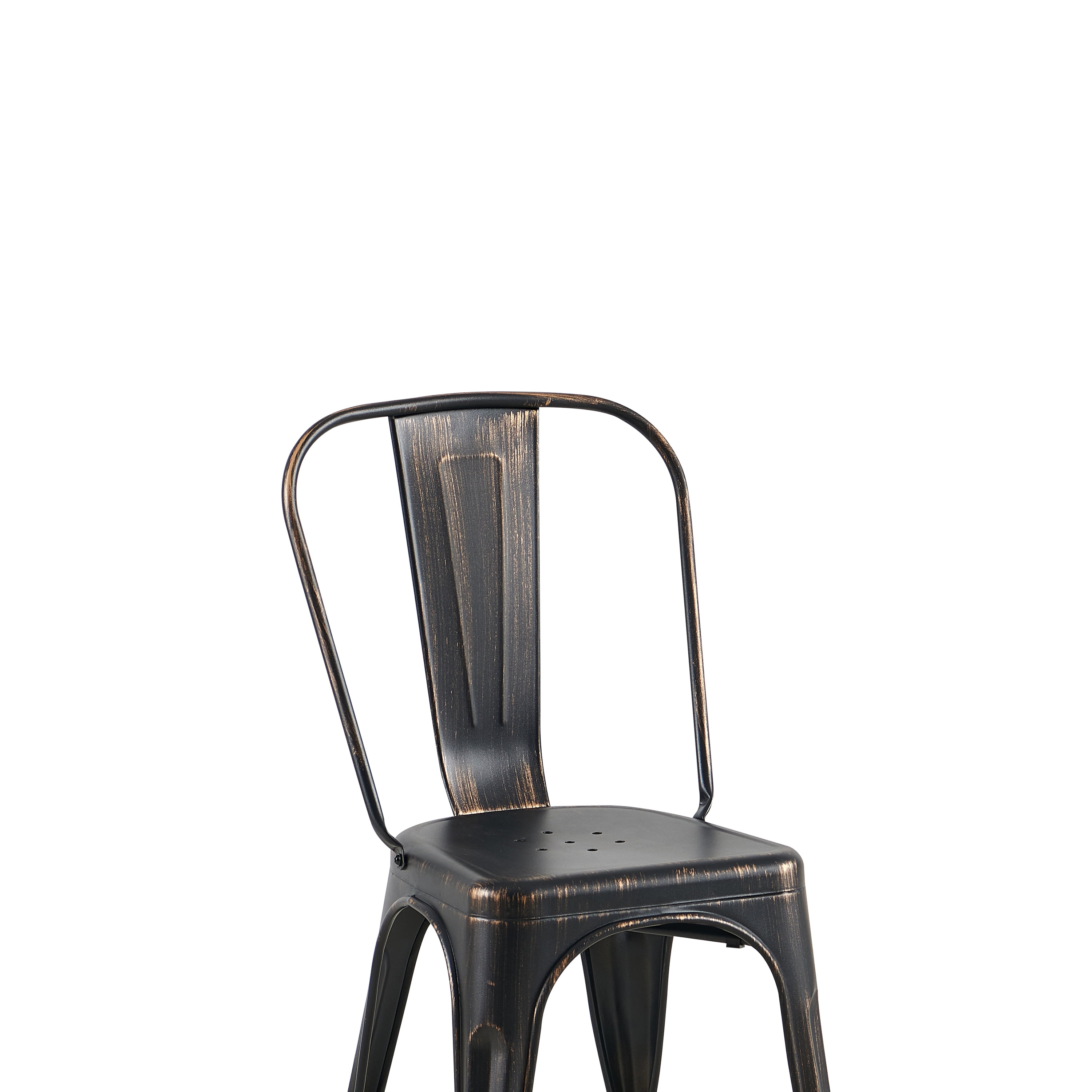Sanded Matte Black Industrial Metal Dining Chairs 18 Inch Seat Height Stackable, Set of 4