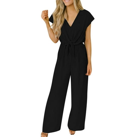 Humlua Women s Fashion V Neck Pants Wide Leg Pants High Waisted Slacks Strap Jumpsuit For Women off The Shoulder Bodysuit for Women
