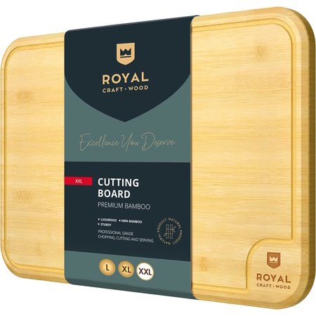 Bamboo Cutting Board - Wooden Cutting Boards for Kitchen | Wood Butcher Block Chopping Boards with Juice Groove, Handles, Wooden Carving Board for Turkey, Meat, Cheese, Vegetables (XXL 20" x 14")