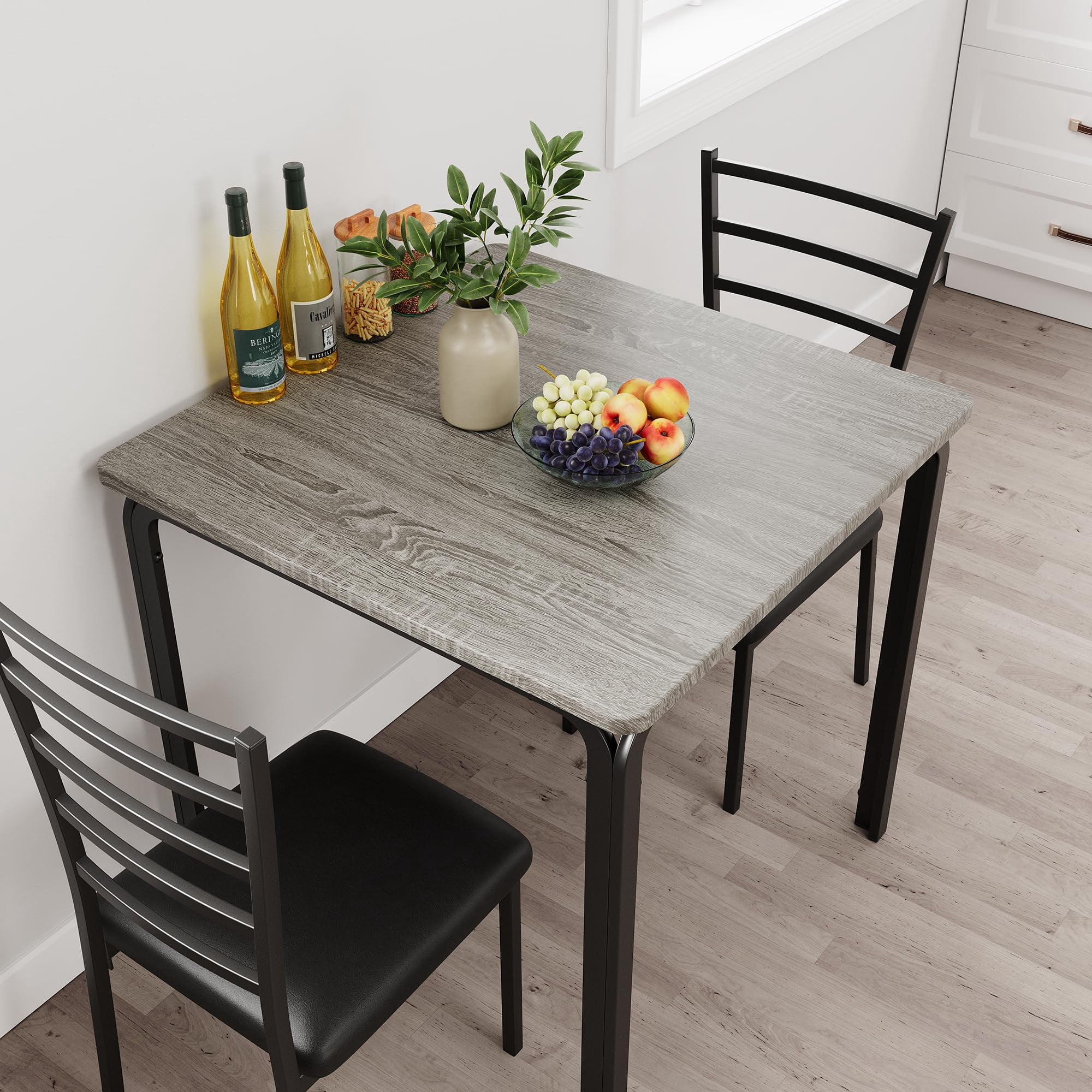 Dining Table for 2, Small Square kitchen Dining Tables Set,Space Saving Wood Accent Furniture for Apartment,Home Office, Gray