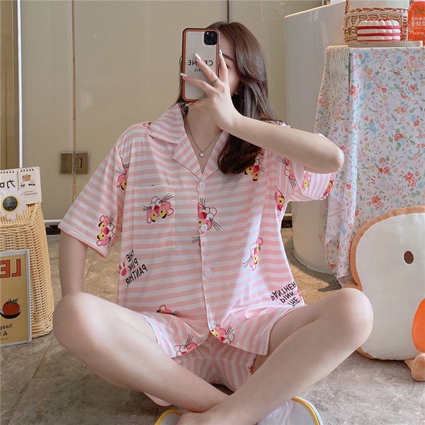 BTS BT21 Casual Home Pijamas Verano Moda Cool Manga Corta Cárdigan Regalo Para Novia a