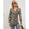 thumbnail image 2 of Womens V Neck Puff Short Sleeve Pleated T Shirts Fashion Summer Tops Casual Tunic Blouse, 2 of 8