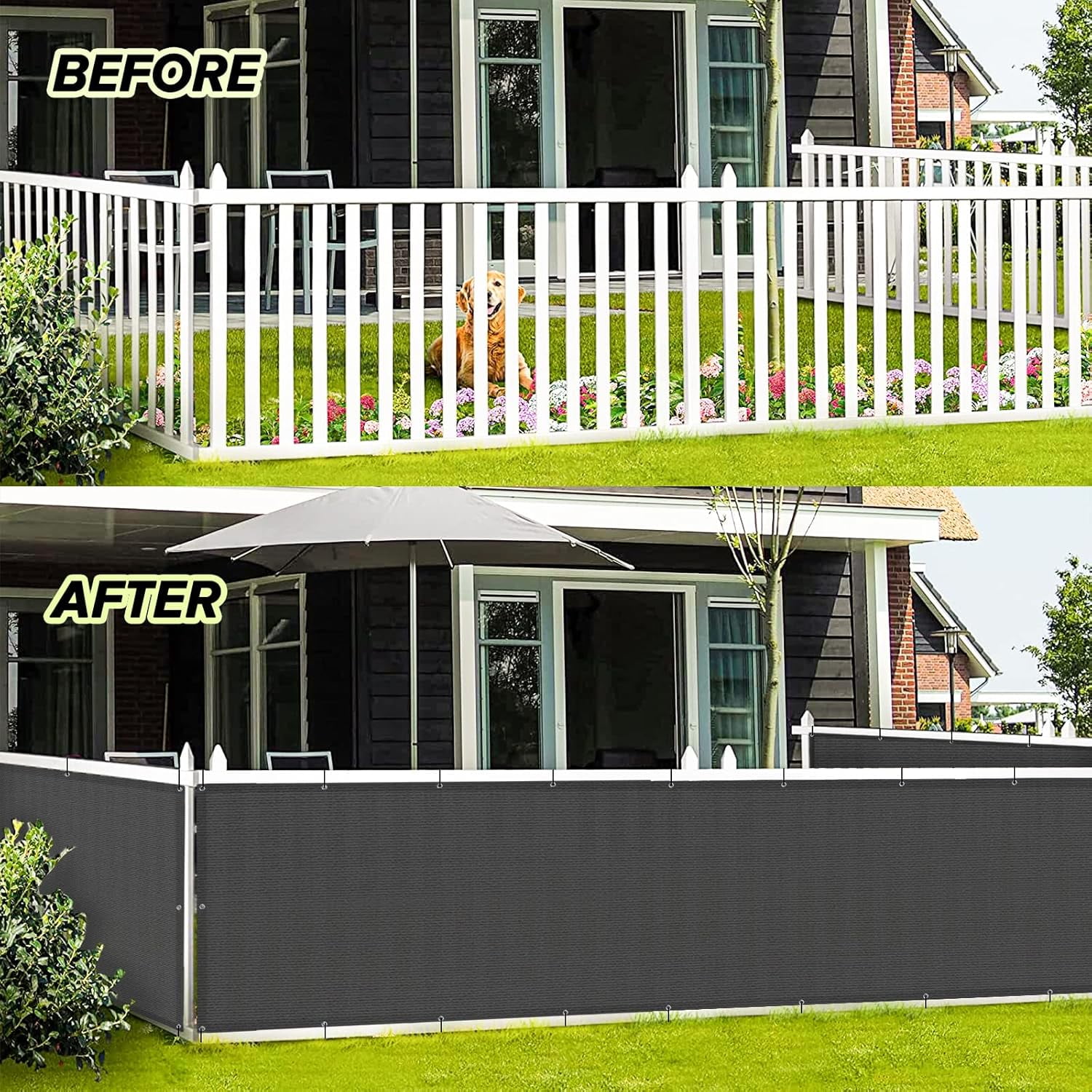 LOVE STORY 3' x 10' Balcony Privacy Screen Fence Cover Mesh for Deck Patio Porch Railing, Charcoal