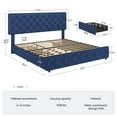 thumbnail image 3 of Huisuilinss Full Size Bed Frame,Linen Upholstered Platform Bed Frame,Queen Bed Frame With 4 Storage Drawers And Adjustable Headboard,Diamond Stitched Button Tufted,No Box Spring Needed, 3 of 7