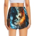 thumbnail image 2 of Lsque Red And Blue Flame Wave Dragon Printed Women's Running Shorts with Liner Pockets,Elastic Quick Dry Workout Athletic Gym Yoga Shorts,Womens High Waist Shorts-Small, 2 of 9