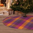 thumbnail image 6 of Lsque Purple Yellow Buffalo Plaid Print Christmas Tree Skirt, Tree Skirt with Ties or Velcro, Perfect for Holiday Decorations, Halloween, and New Year-48", 6 of 7
