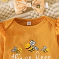 thumbnail image 5 of HWJAD Cute Bee Newborn Baby Girl Clothes Infant Outfits Romper Floral Fall Outfit Sunflower Pant Hat Headband Sets, 5 of 9