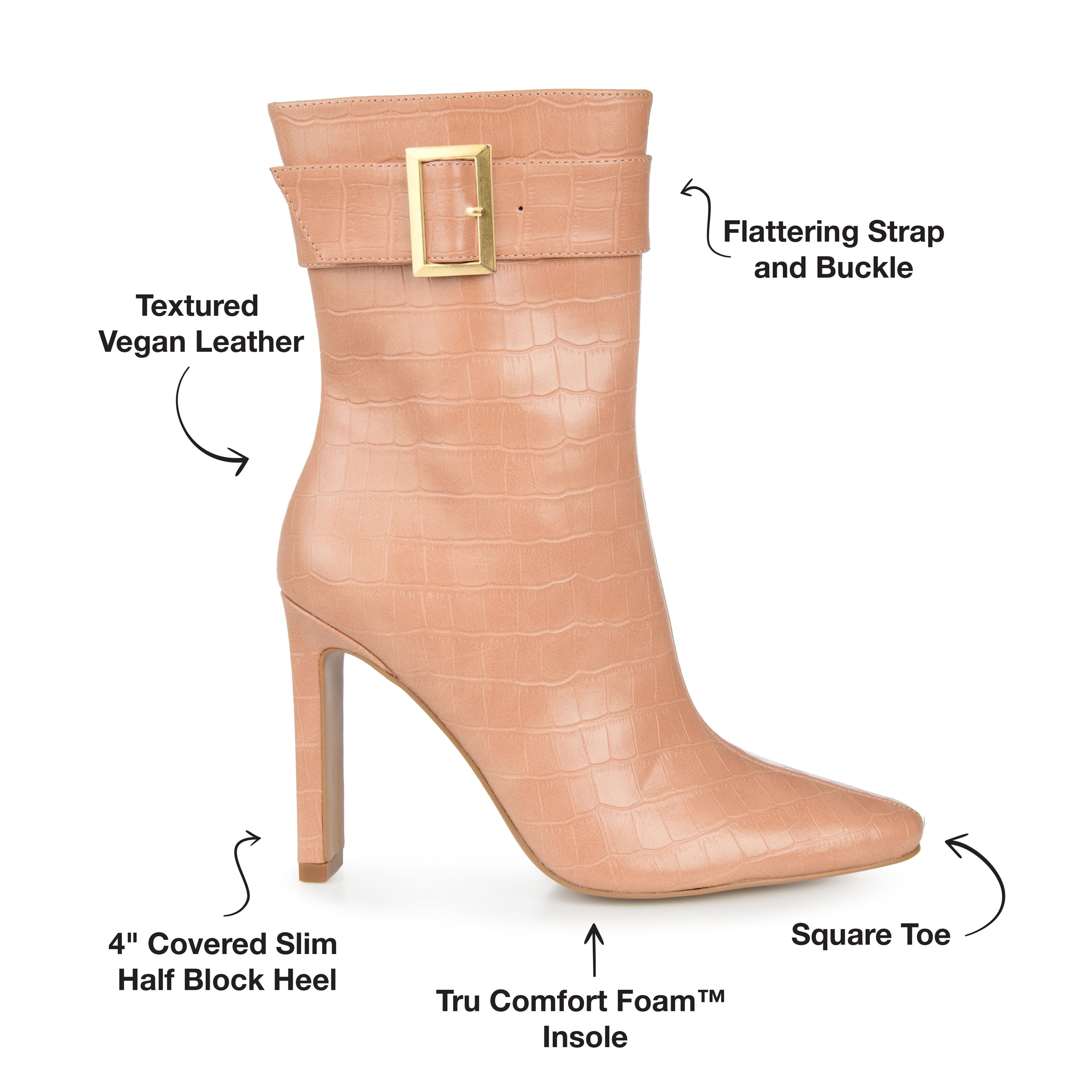 Journee Womens Elanie Inside Zip Block Heel Booties