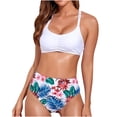 thumbnail image 1 of DPTALR Bikini Femme Poitrine Plissée Maillot de Bain Deux Pièces Imprimé Ensemble de Plage, 1 of 8