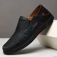 thumbnail image 2 of Black Croc Embossed Slip-On Casual Loafers with Red-Green Web Detail for Men, 2 of 5