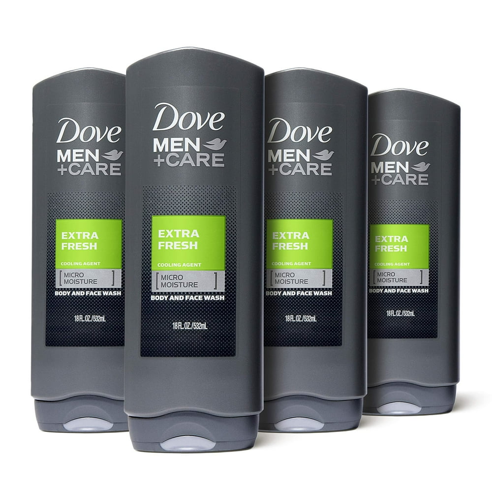 Dove Men+Care Body and Face Wash Extra Fresh 18 oz 4 Count For Dry Skin