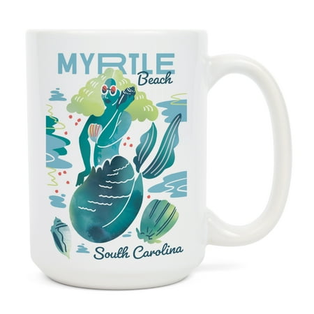 

15 fl oz Ceramic Mug Myrtle Beach South Carolina Mer-Mazing Collection Mermaid Dishwasher & Microwave Safe