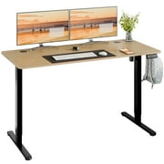 Walsunny Home Office Electric Standing Desk Height Adjustable Desk 55.1" x 23.6" Stand Up Computer Desk,Walnut Top Black Frame