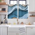 thumbnail image 2 of Blue Beige Ombre Kitchen Curtains Short 54 Inch Length, Geometric Moire Abstract Modern Grommet Top Bedroom Living Room Curtains, Light Filtering Cafe Curtain Drapes 2 Panels Set 84''x54'', 2 of 9