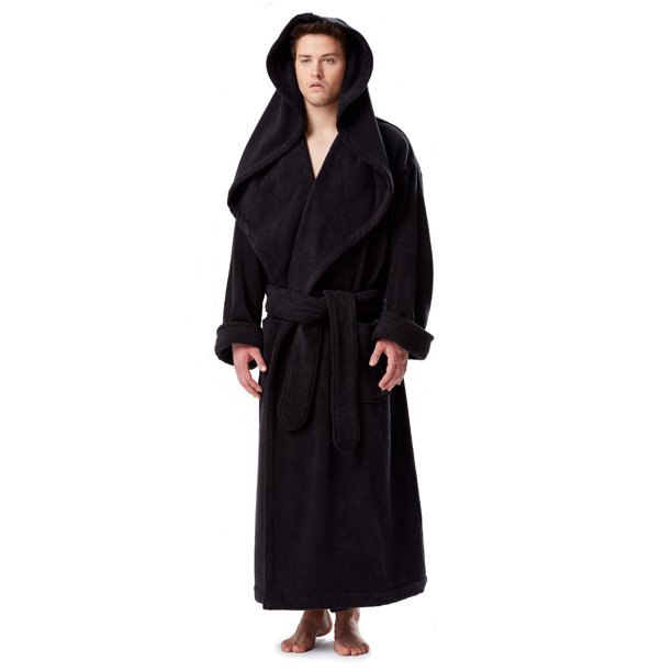 Arus Men's Luxury Medieval Monk Robe Style Full Length Hooded Turkish