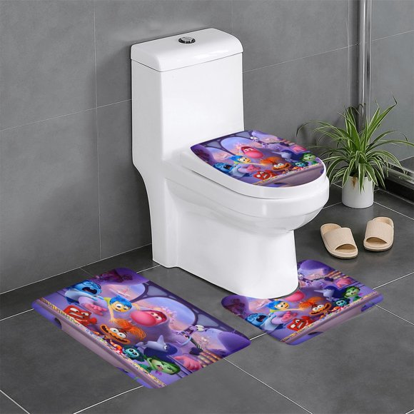 Intensa-Mente Juego de 3 alfombras de baño de coral fleece: tapete de baño + alfombra de inodoro en forma de U + funda de tapa de inodoro en forma de O