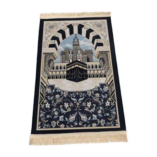 Alfombra de oración musulmana islámica para las rodillas y la frente elegante de lujo tradicional cómodo Eid Ramadan Mat alfombra de oración de franela para el dormitorio Edificio 70x110cm Macarena Alfombra de rezo